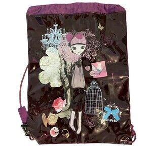 Paperchase Wonderland Vinyl Adorable Purple Back Pack Girls School Bag